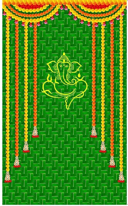 BAGUE Back Drop for Photography Backdrop Cloth for Pooja Decoration Traditional Pooja Wedding Ceremany Engagement Functions 5X8 Size, Green