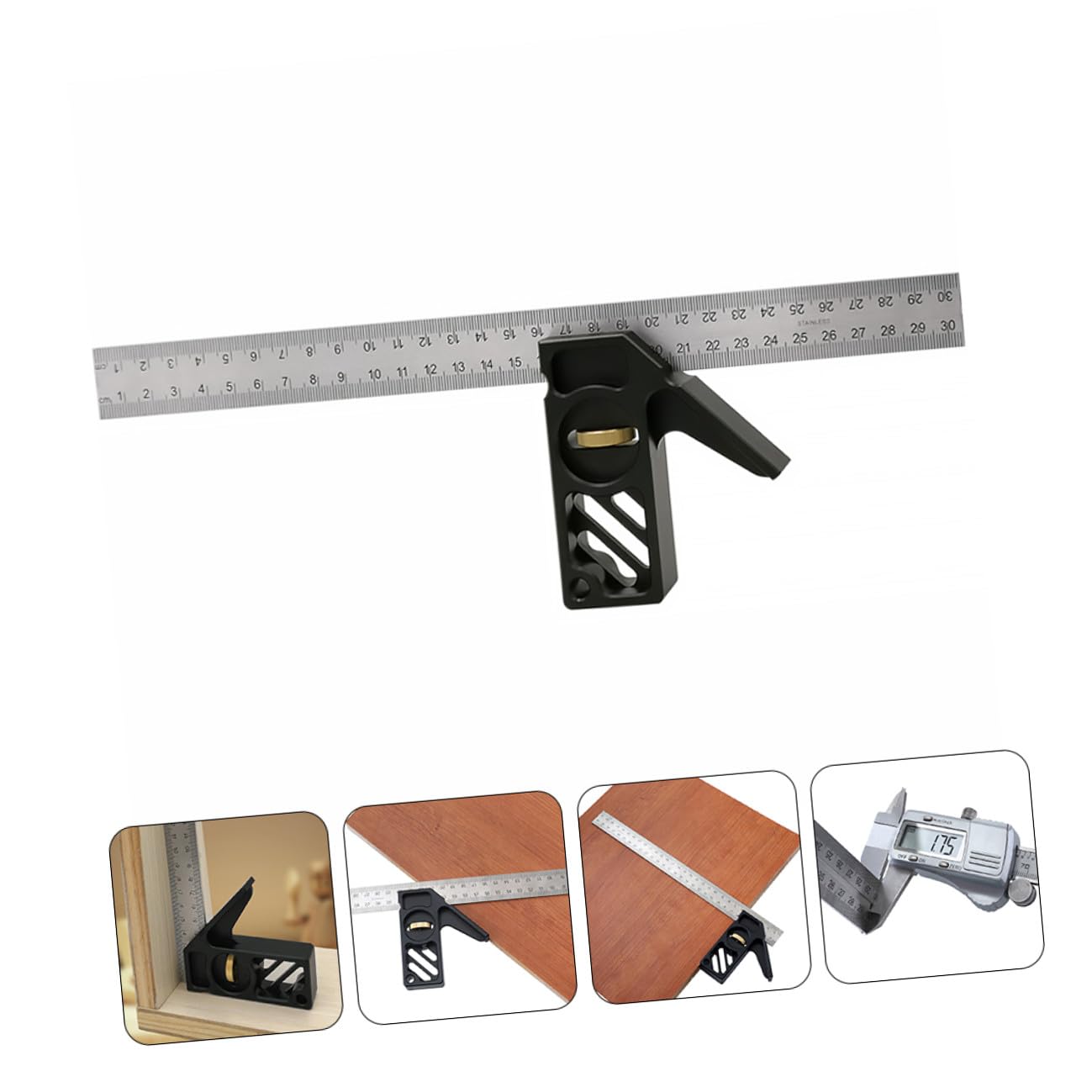 2 Piezas Escuadra Combinada para Carpintería 45° y 90° de Acero, Regla de Enmarcado Compacta y Portátil para Medición Precisa en Bricolaje y Trabajo en Madera