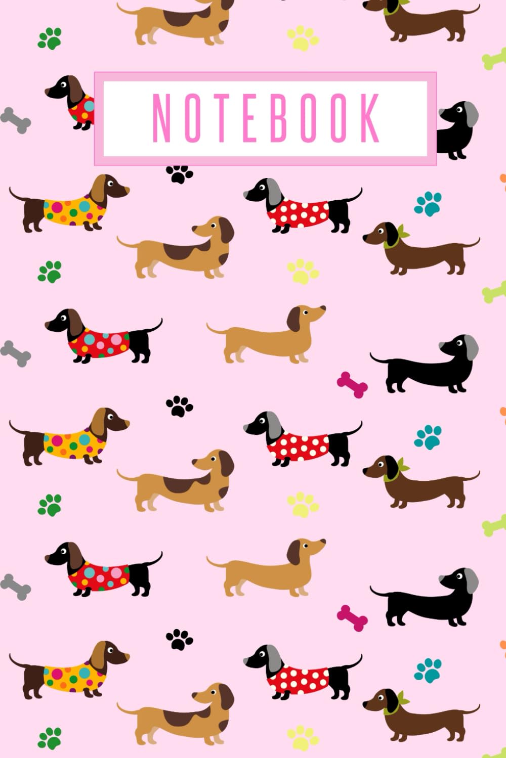 Notebook: Cute Dachshund Sausage Dog Notebook Lined Journal, Novelty Gift For Girls, Women, Teens, Dog Lovers & Pet Owners, Pink