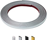 JSIWOTH 9.8ft D-Shape Peel & Stick Wall Molding Trim Silver - Flexible Waterproof Self-Adhesive for Backsplash, Mirrors, Walls & More