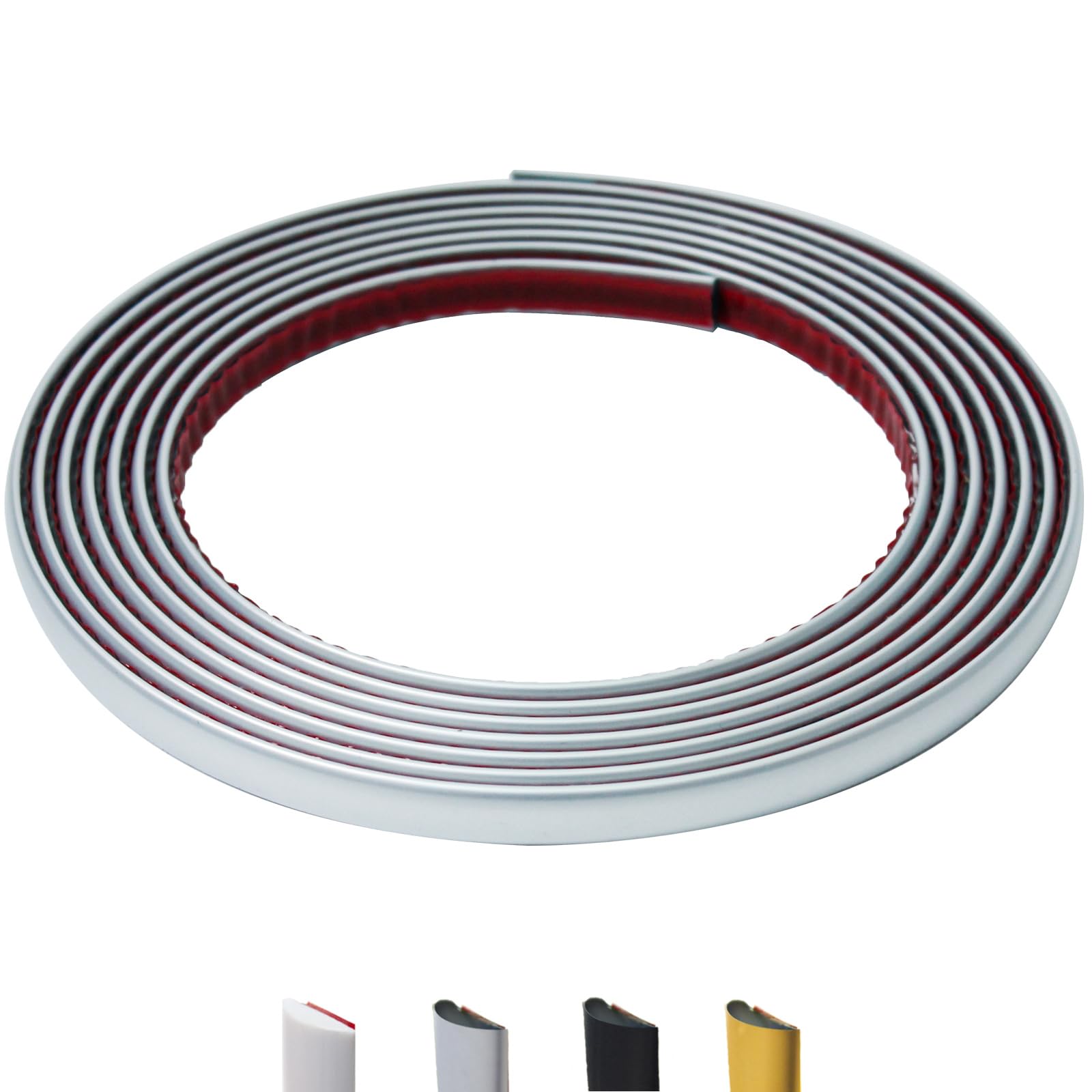 9.8 Ft Peel and Stick Wall Molding Trim, D-Shape Flexible Molding Trim Silver for Backsplash, Mirror, Wall, Window & Door Frames, Waterproof Self Adhesive Trim(W:0.4", T:0.1")