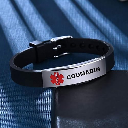 Miniatura 2 de LuxglitterLin - Pulsera deportiva de silicona de emergencia ajustable de 19 a 8.3in