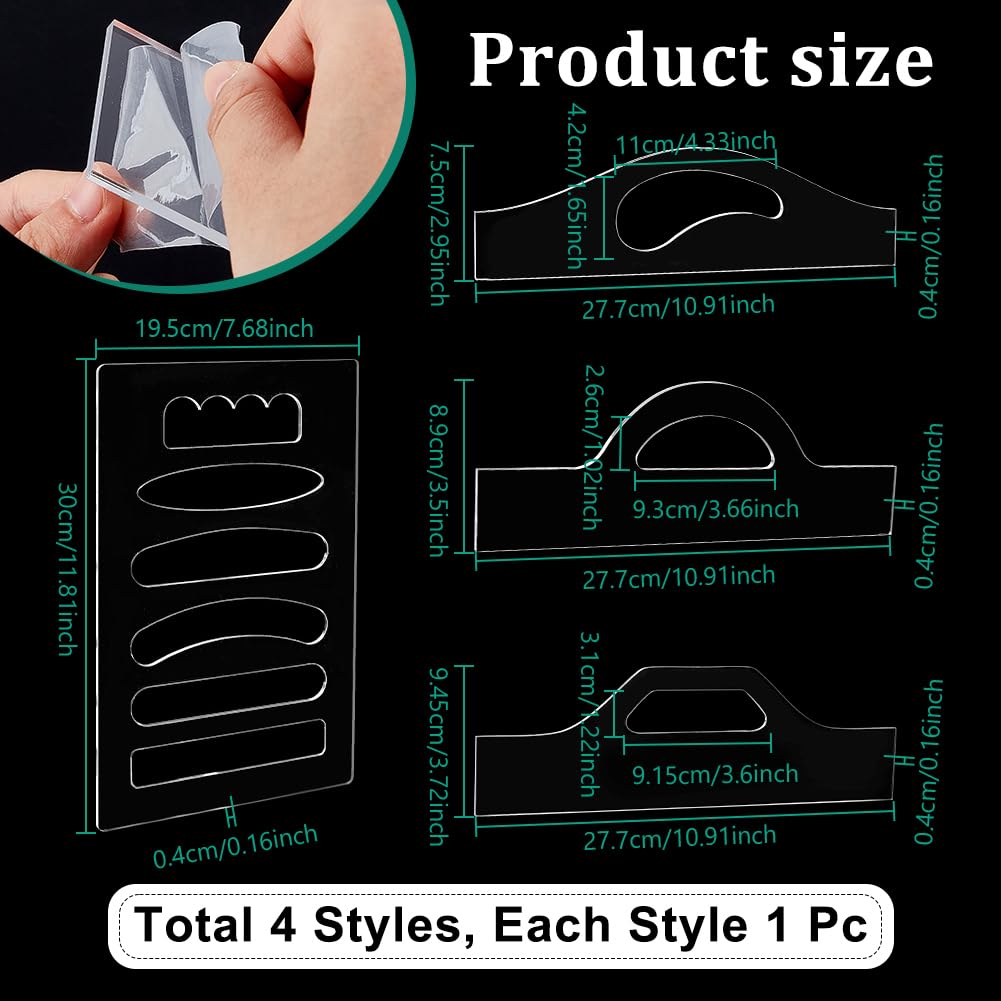 NBEADS 4 Pcs 9 Styles Gabarit de Poignée de Planche à Charcuterie, 4mm D'Épaisseur Gabarit de Toupie en Acrylique Gabarit D'Incrustation de Toupie Transparent pour le Travail du Bois et L'Artisanat