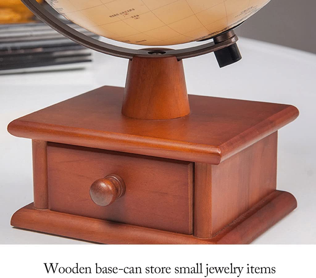 POCHY Mappamondi Mappamondo Vintage da scrivania 7,8" Mappamondo geografico in Legno Mappamondo educativo Illuminato a LED per l'aula dell'home Office Pratico Moda
