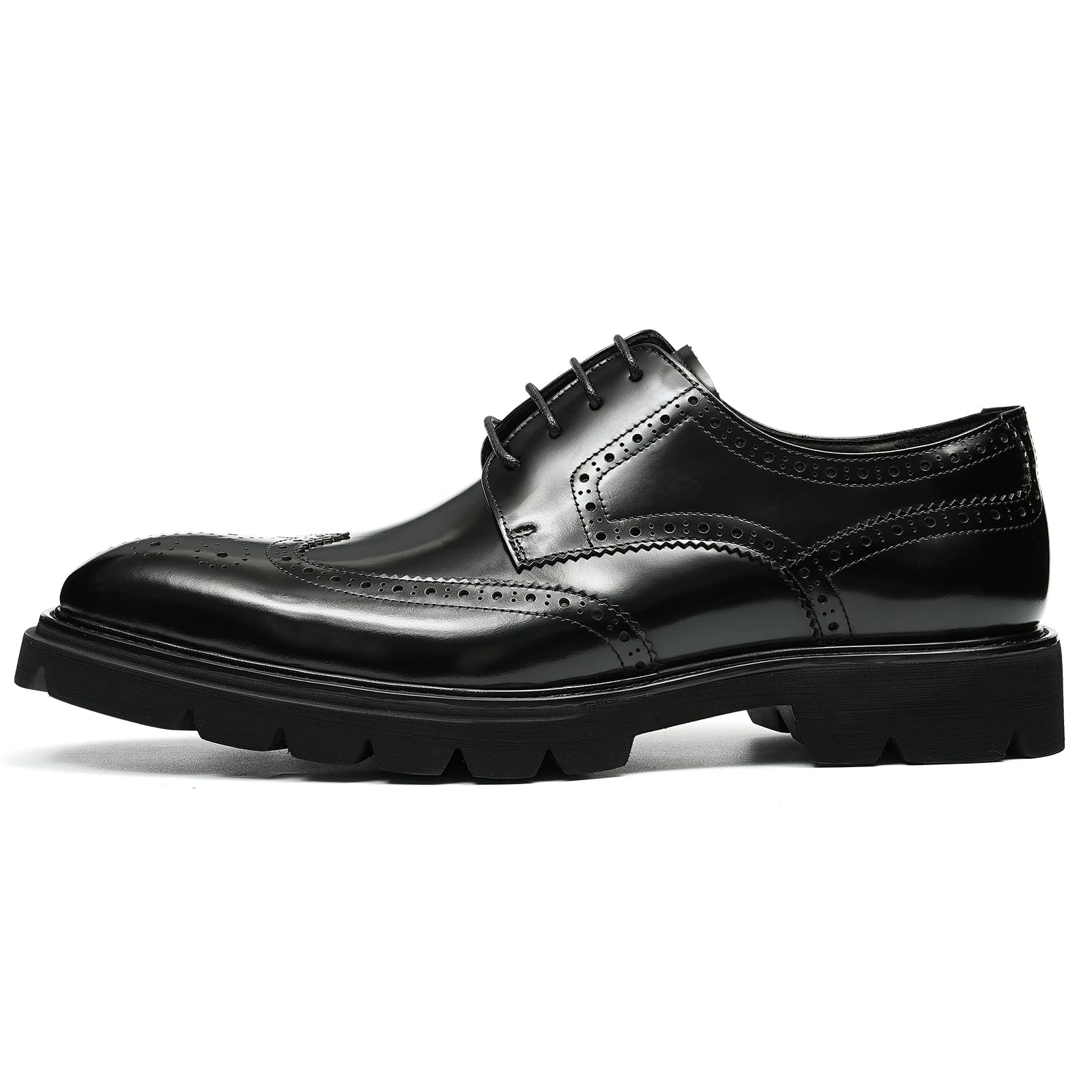 Brogues en Cuir pour Hommes Chaussures de Ville Derbys Affaires Décontractées Chaussures Habillées Formelles Bureau Mariage