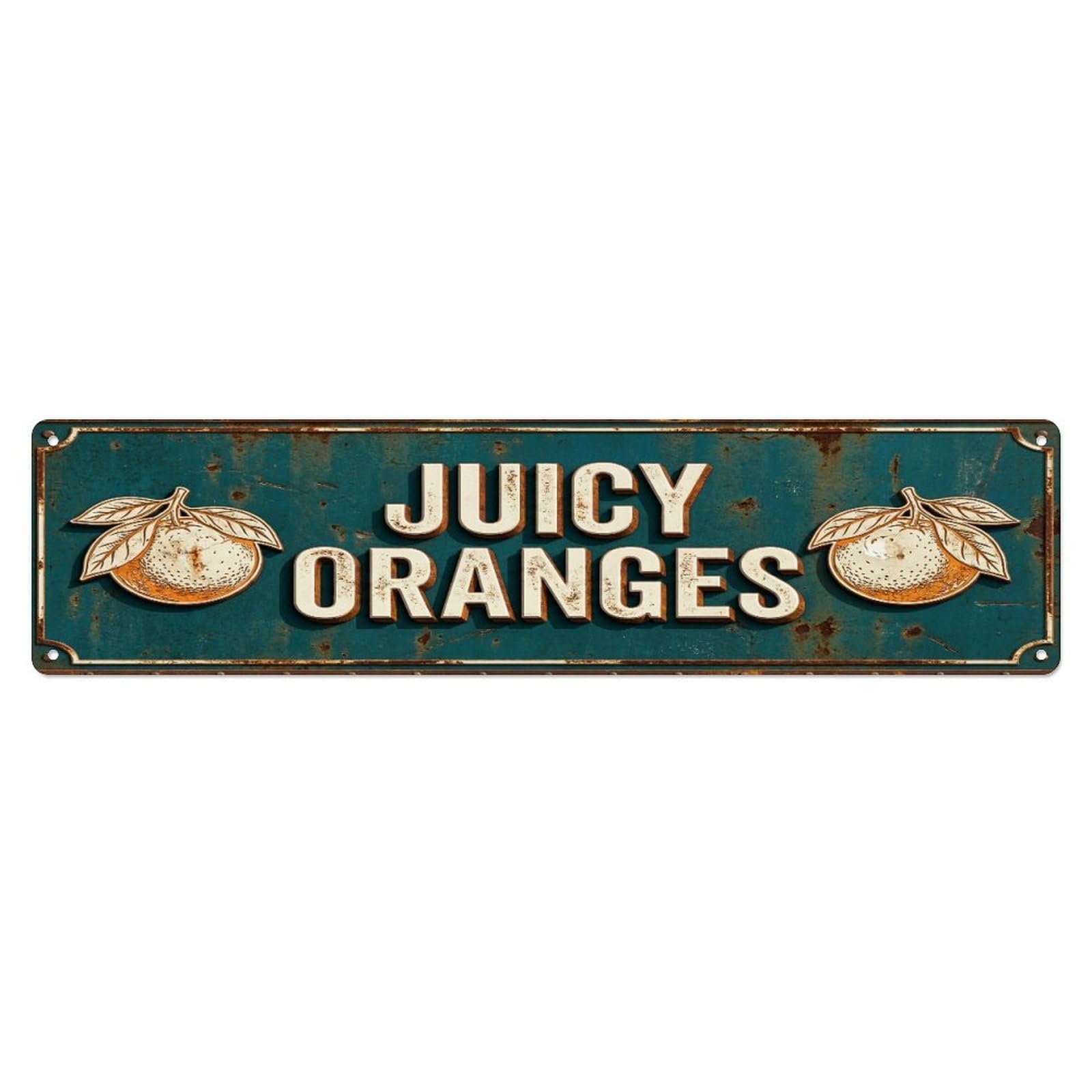 Metal Tin Sign JUICY ORANGES Vintage Citrus Rustic Farmhouse