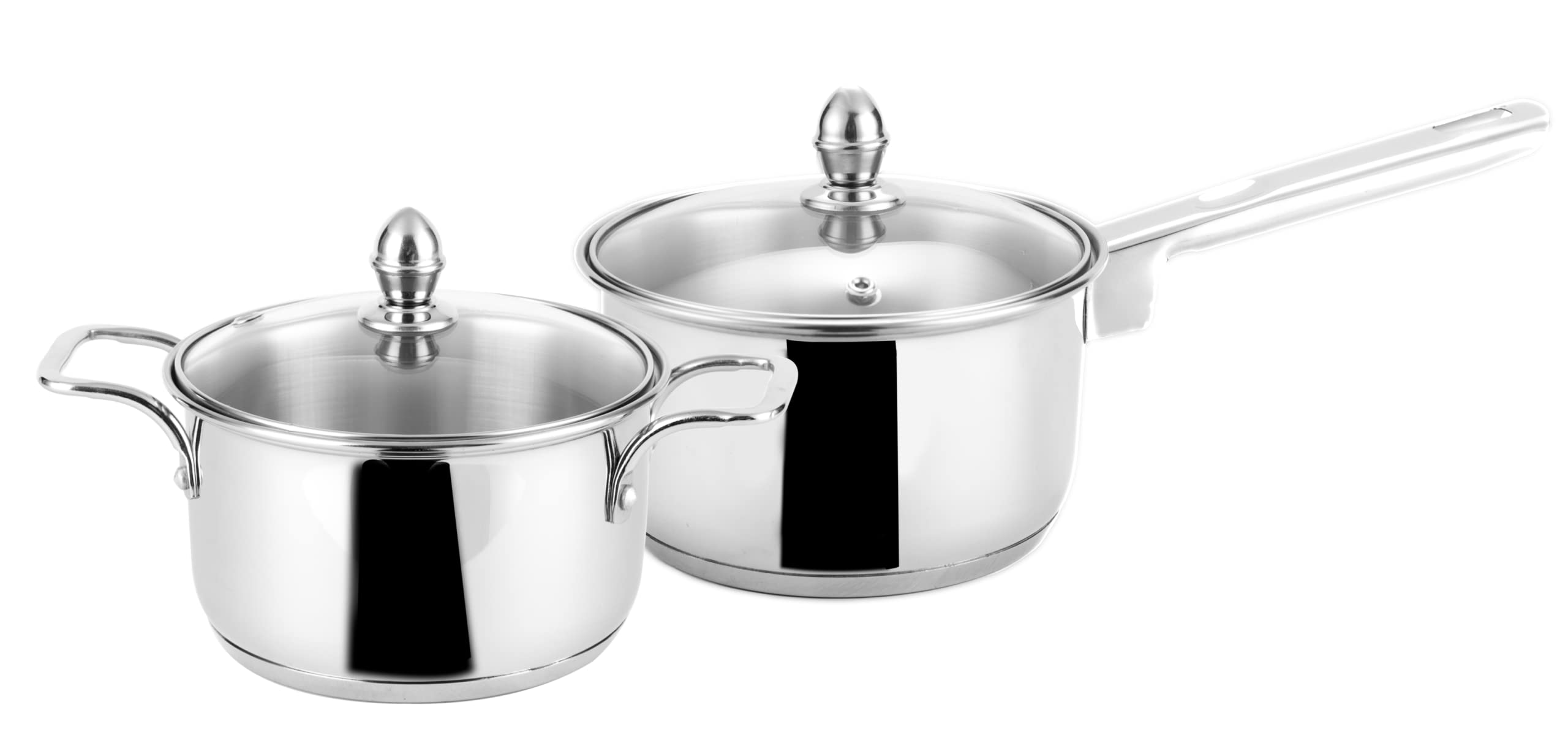 SteelcraftPremium Stainless Steel Gas Stove and Induction Friendly Raven Cookware Set /1 Pc Sauce Pan 16 cm(1200ml) / 1 Pc Casserole 14 cm(850ml) with Glass lid,Set of 2