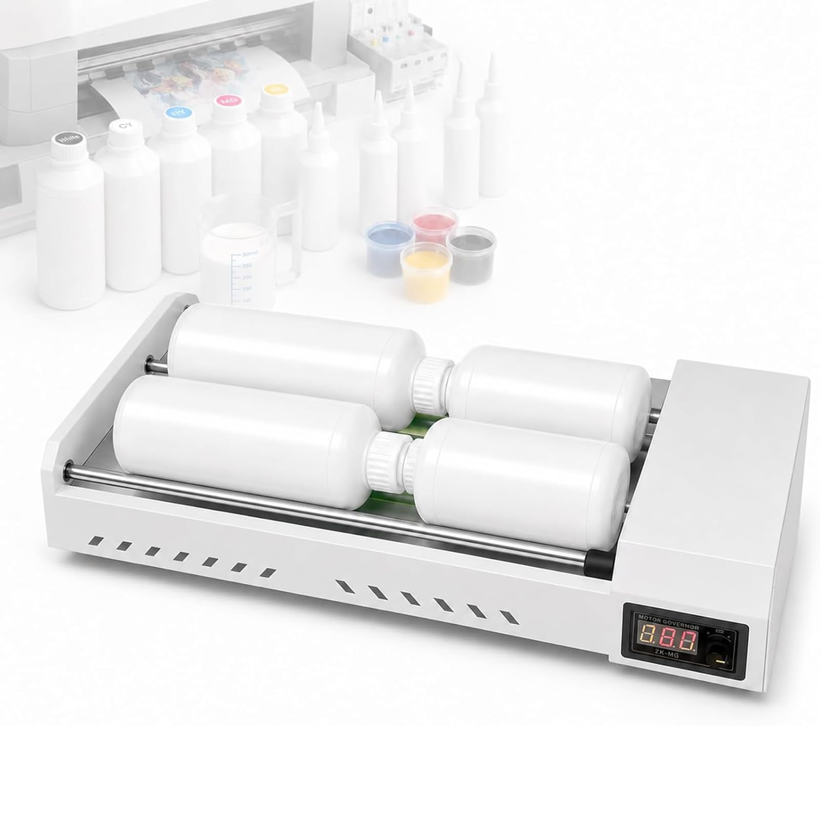 THYXGS 110v/220v 6w Avoid Precipitation Rolling Machine, Electric Paint Shaker Machine, Hold 6 Bottles Of 1l Ink, Dtf White Ink Rotator Shaker Roller Device, Vortex Mixer For Diy 110V