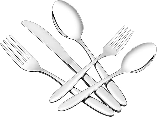 Ramddy Juego de cubiertos de mesa de comedor de acero inoxidable de 70 piezas para 14