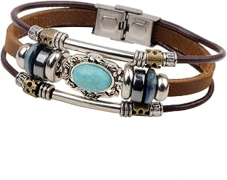Leather for Women,Retro Leather Brown Student Couple Fashion DIY Wild Court Temperament Multi-Layer Beaded Personalized Clothing Accessories Jewelry