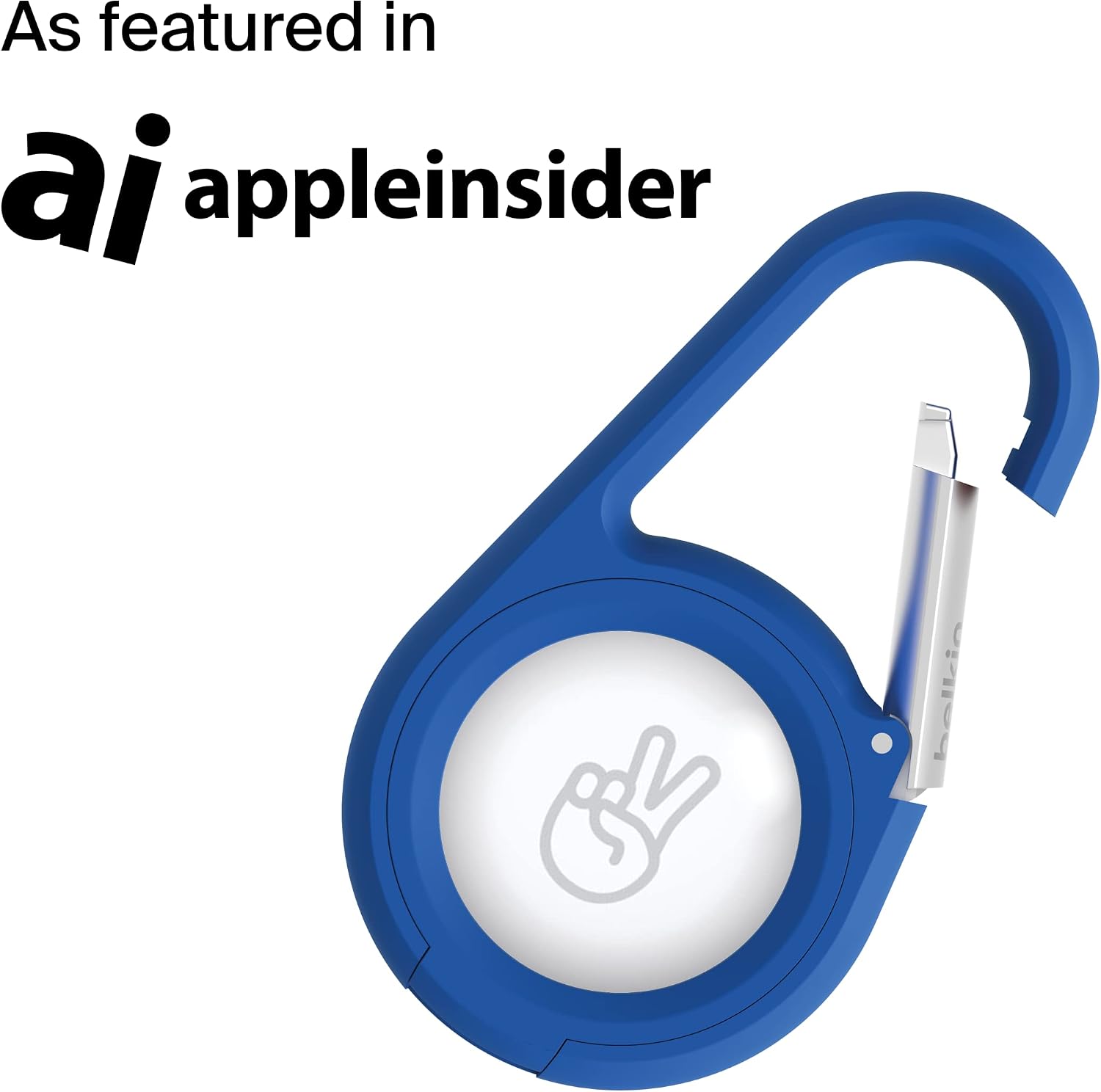 Belkin Apple AirTag Secure Holder with Carabiner - Durable Scratch Resistant Case With Open Face & Raised Edges - Protective AirTag Keychain Accessory For Keys, Pets, Luggage & More - Blue