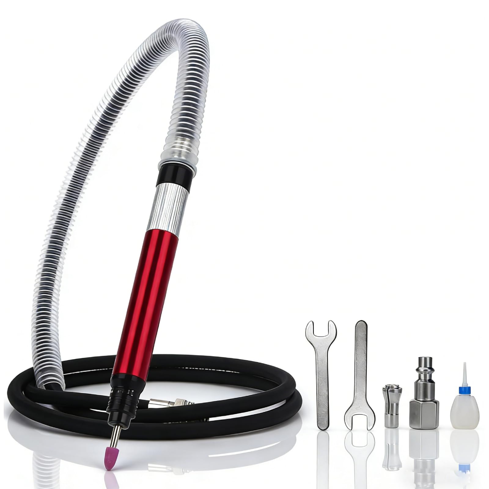 Candeon Red Micro Die Grinder, Mini Pneumatic Die Grinder, 90I/Min 65000 Rpm Air Grinder, Pen-Typed Grinder,Straight Grinder, Pencil Grinder, Pneumatic Grinding Machine For Cleaning, Cutting, Polishing