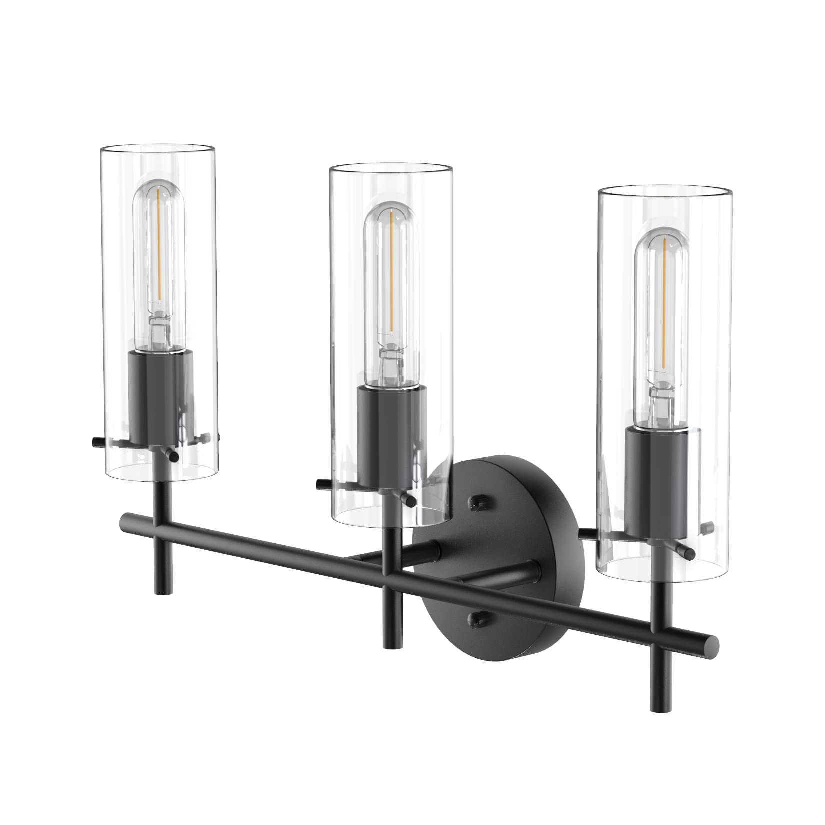 Aipsun 3-Light Black Farmhouse Vanity Light - Bathroom Wall Sconce With Clear Glass Shades - View #9