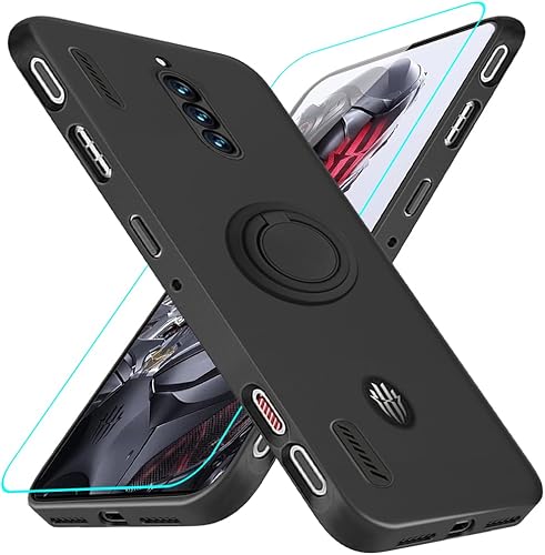 Red Magic 8 Pro - Funda para teléfono con protector de pantalla de cristal, soporte de anillo giratorio 360 grados, soporte magnético, funda