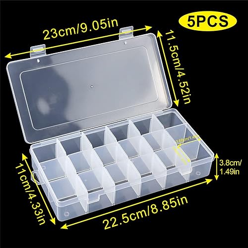 Miniatura 9 de Caja organizadora con separadores ajustables Parkical, contenedor de almacenamiento de plástico de 28 rejillas para joyas, manualidades, organizador