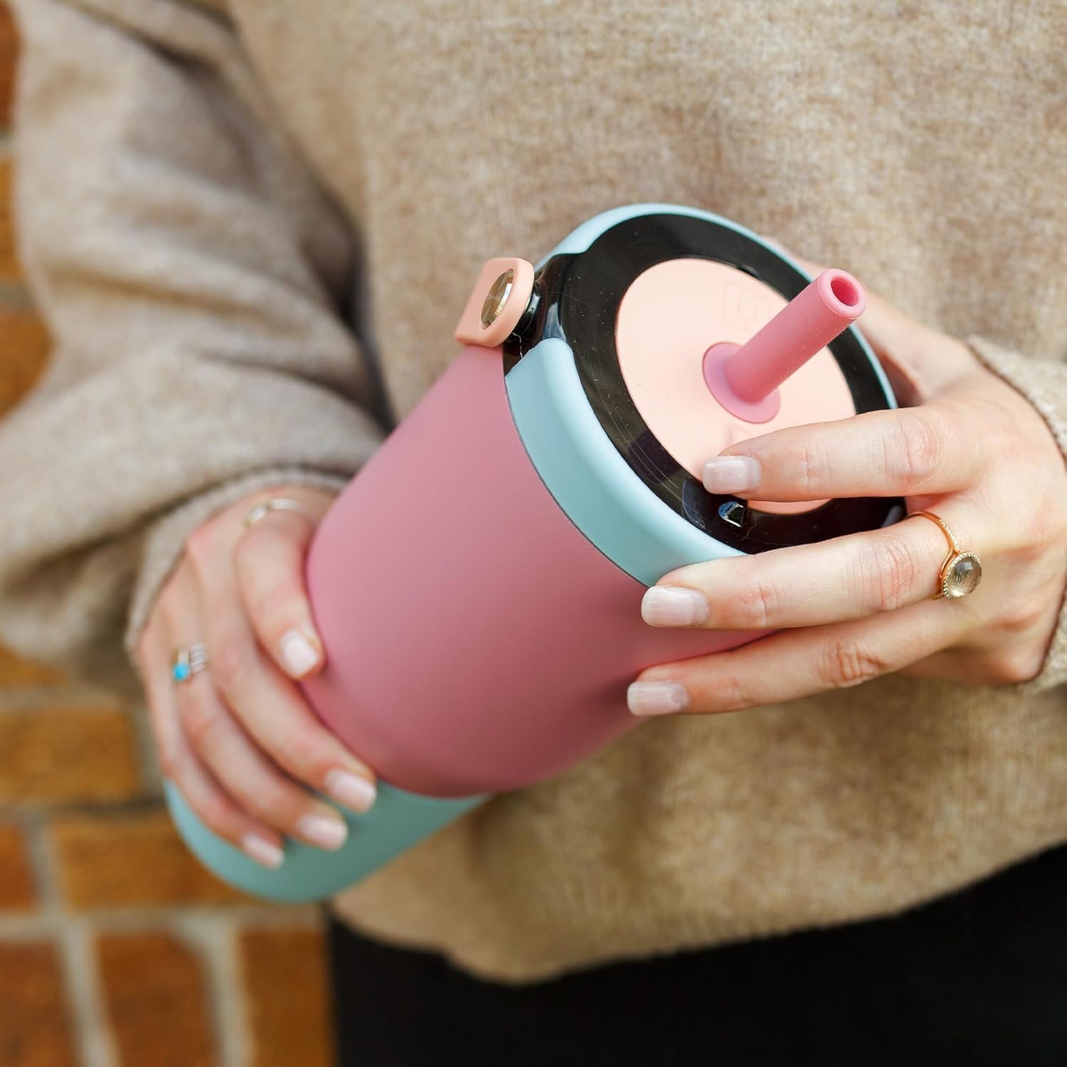 BrüMate Resa 25oz 100% Leakproof Travel Tumbler with Handle & Straw | Flexible SoftSip Straw | Silicone Sleeve for Durability | Stainless Steel | Cup Holder & Travel Friendly Water Bottle | (Mint) - Image 5