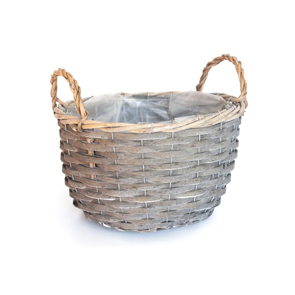 Arthur Cameron Natural - Marlston Wicker Planter Decorative Home Accessories - This Wicker Basket With Handles Is An Elegant Housewarming Gift For Plant Lovers (Large)
