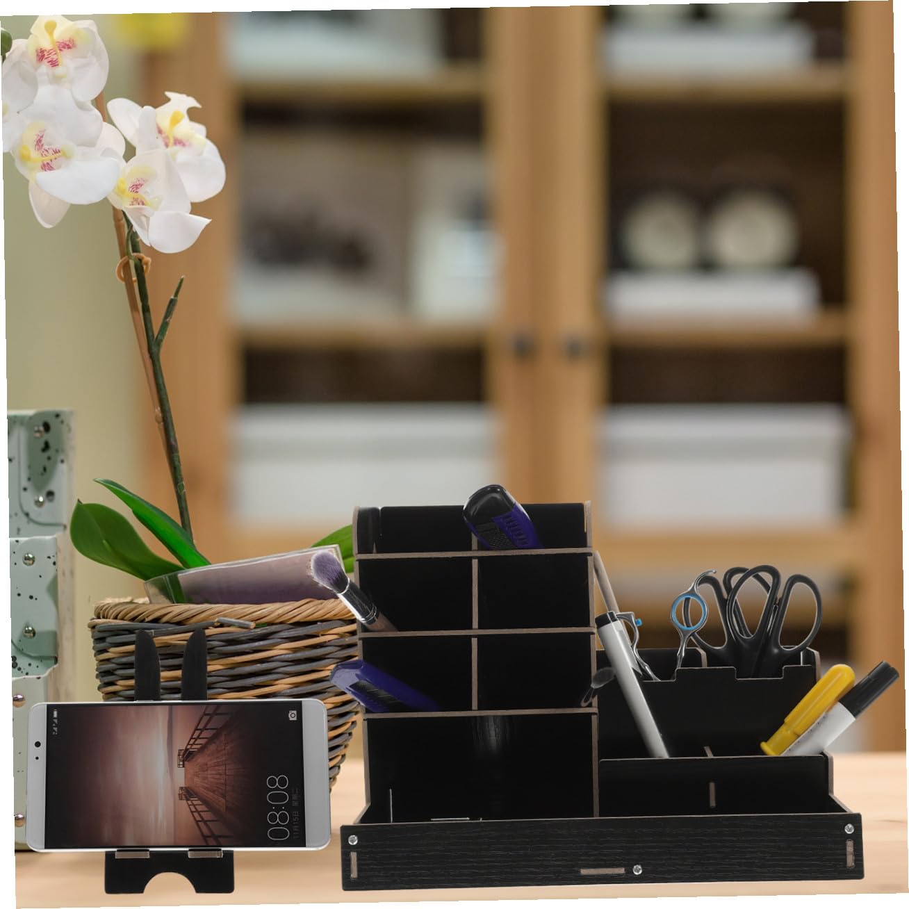 MAGICLULU Stiftebox für Schreibtisch mit Vielen Fächern Schwarz