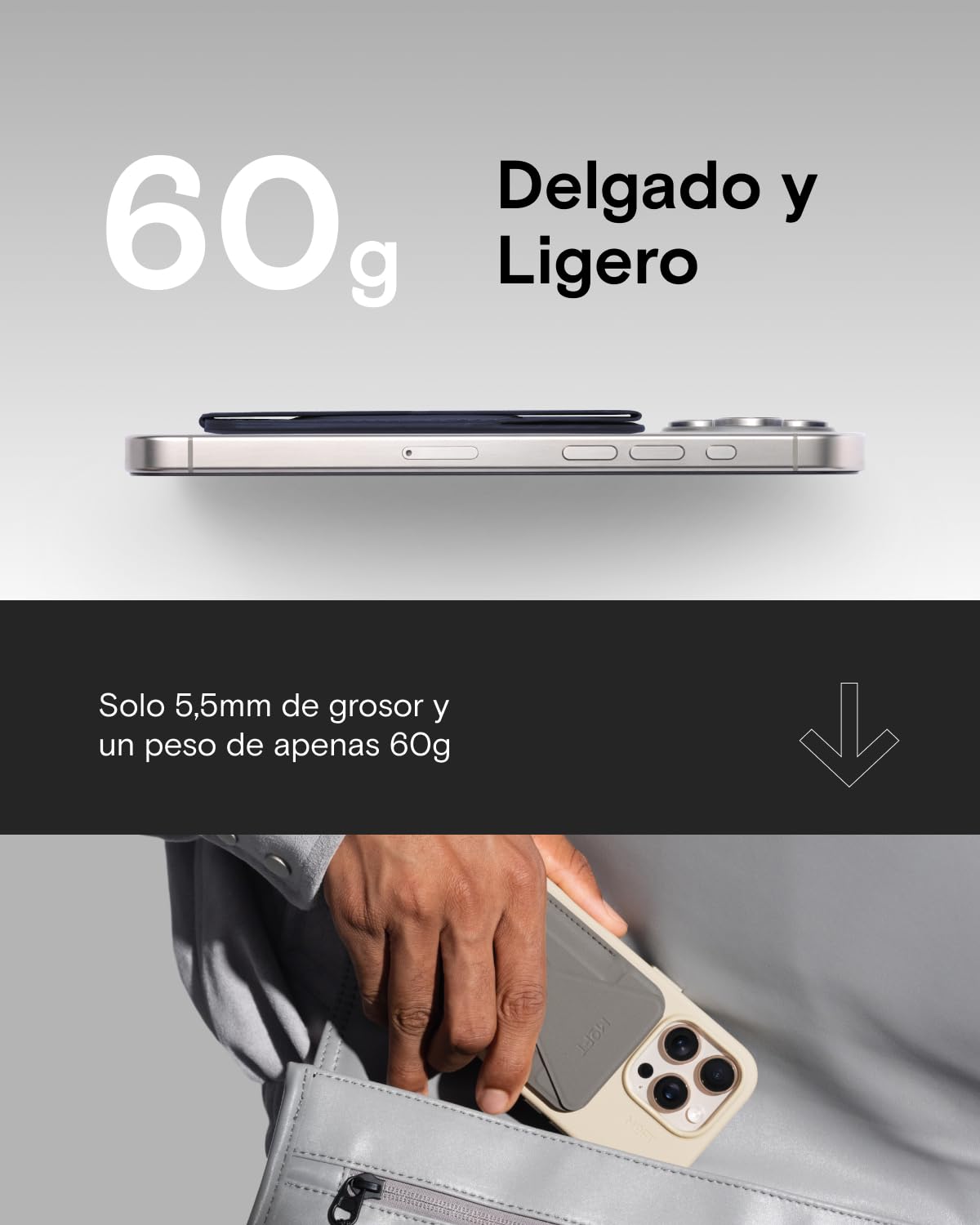 MOFT MagSafe Cartera Soporte para iPhone 17/16/15/14/13 Series Compatible con MagSafe, Soporte Magnético de MOVAS Cuero Vegano para Teléfono con 3 Ángulos de Visión, 2 Soportes Tarjetas