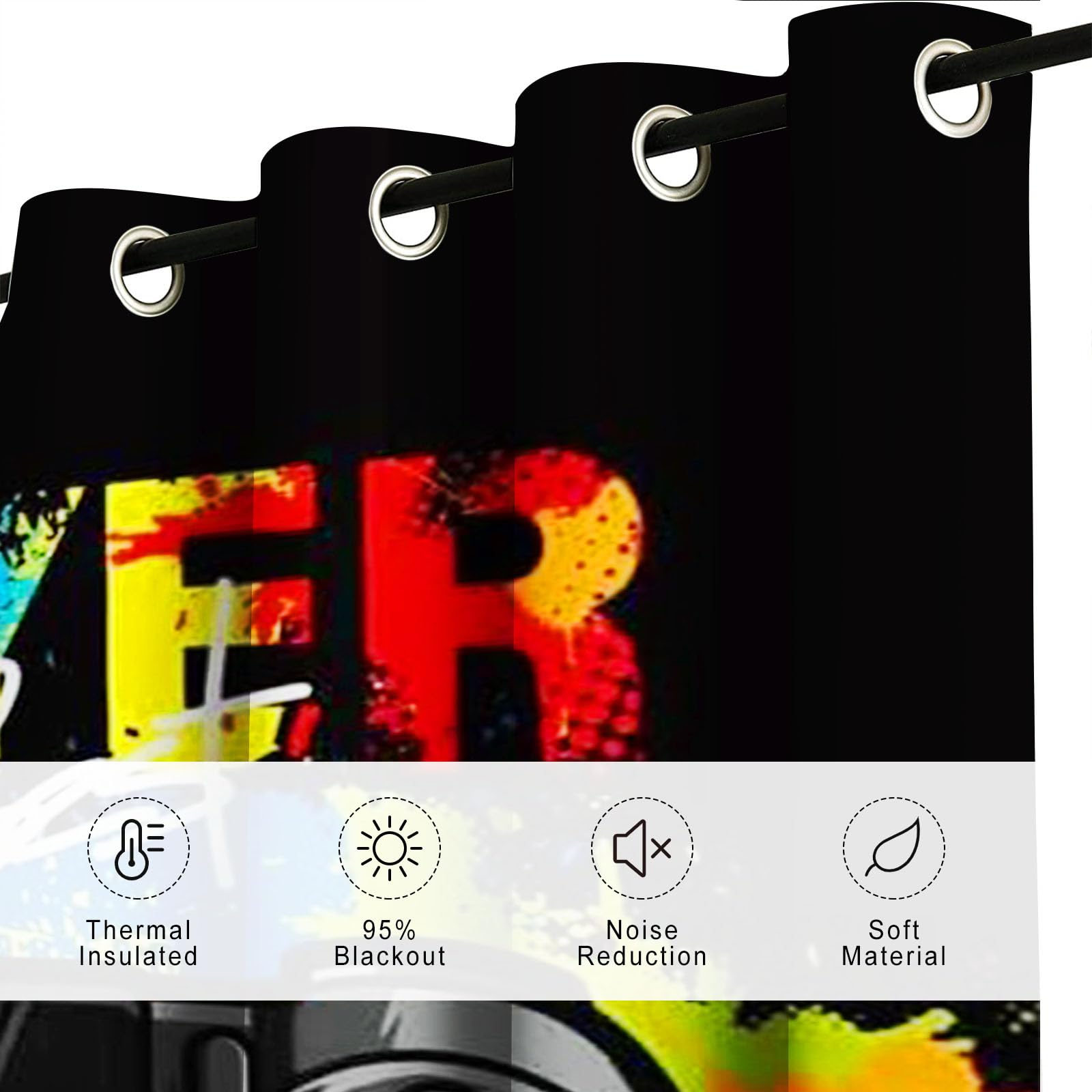 Gaming Vorhänge Game Fenstervorhang Schlafzimmer 100x140cm Gamer Blickdicht Vorhnge Wasserdichter Stoff Gaming Vorhang 2 Set Blickdicht (2,183 x 160 cm(2X91X160cm))