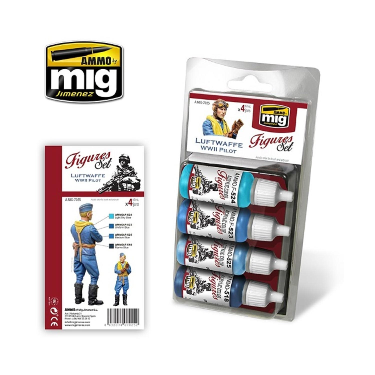 Mig Jimenez Ammo By Mig - Luftwaffe Wwii Pilot (Figures) Acrylic Paint Set # Mig-7025