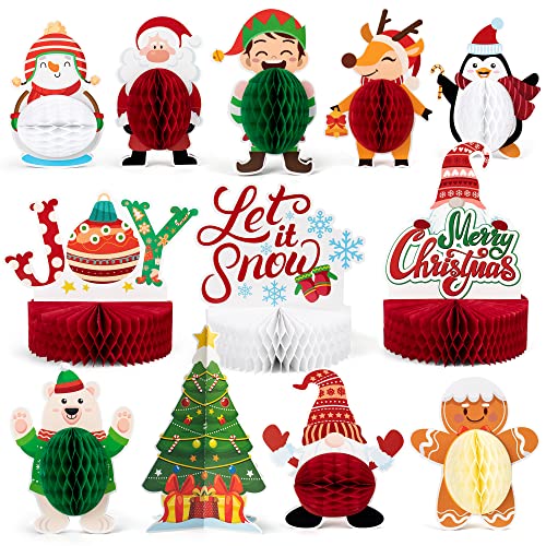 Liliful 12 Pcs Christmas Honeycomb Centerpieces - Table Decorations With Santa, Snowman, Reindeer Designs - View #11