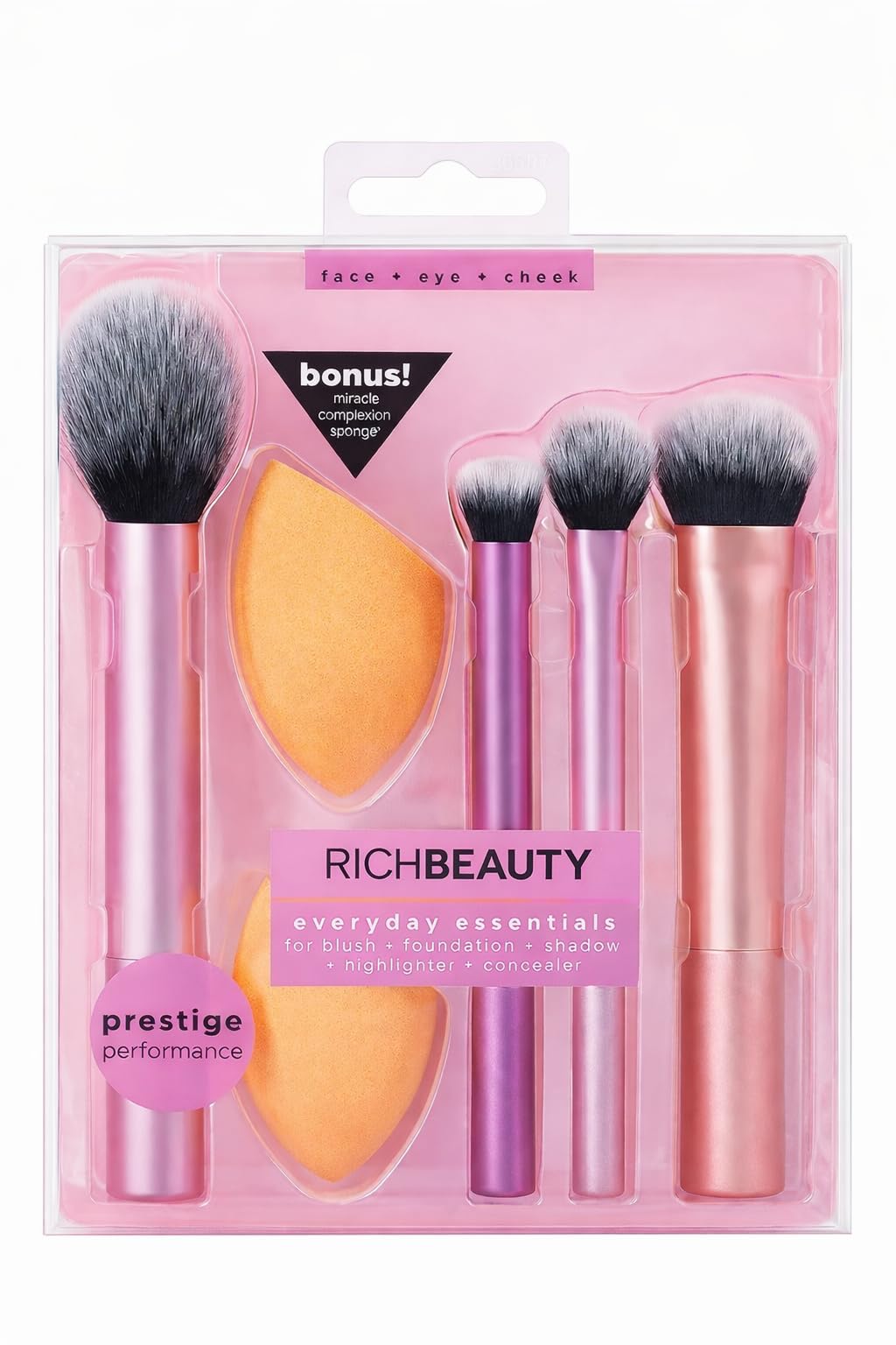 4-Piece Makeup Brush Set with 2 Miracle Beauty Blender Sponges – Foundation, Blush, Eyeshadow, Concealer & Highlighter Tools-picture-55