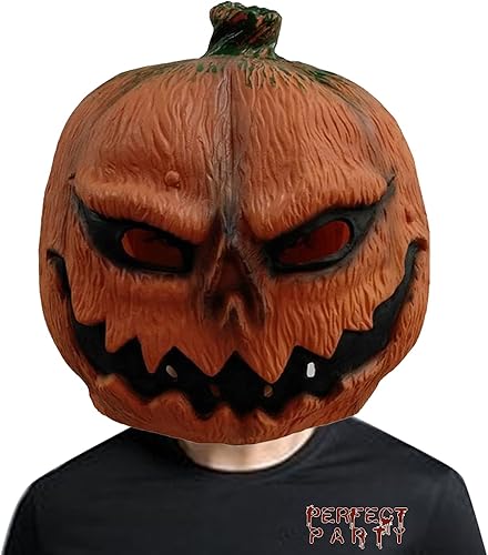 Máscara de calabaza de látex para disfraz de Halloween, accesorios de fiesta espeluznante, máscara de cabeza de calabaza, naranja