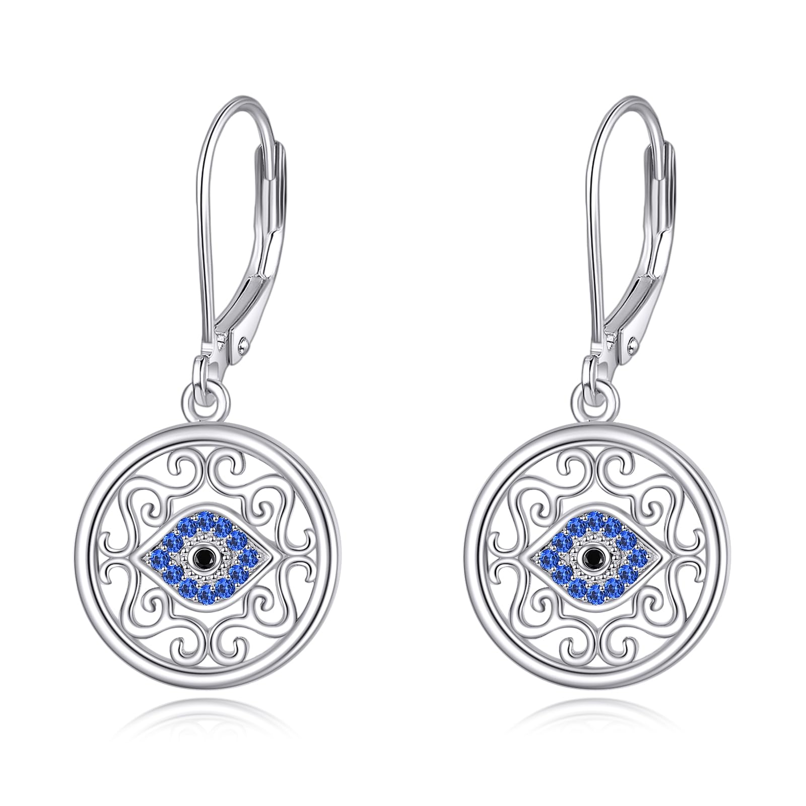 VONALA Pendientes de ojo turco para mujer, plata de ley 925 con cierre de palanca para mujeres y niñas