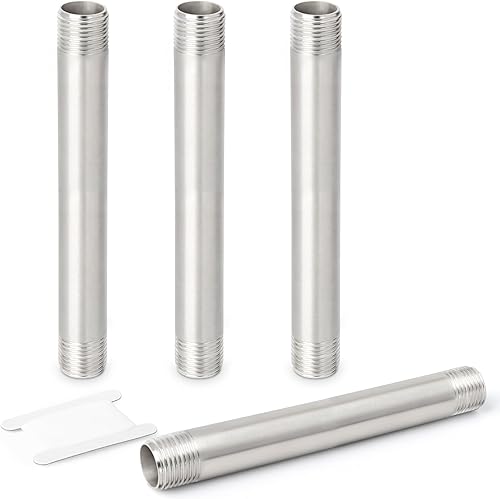 Miniatura 111 de TAISHER 2 accesorios de tubería de acero inoxidable, 1/4 pulgadas NPT x 1/4 pulgadas NPT macho roscado, tubo fundido de pezón de 10 pulgadas