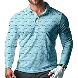 SQPO Golf Men's Long Sleeve Quick Dry Golf 3 Button Shirt Casual Lightweight Collared Polo Running Shirt X-Large