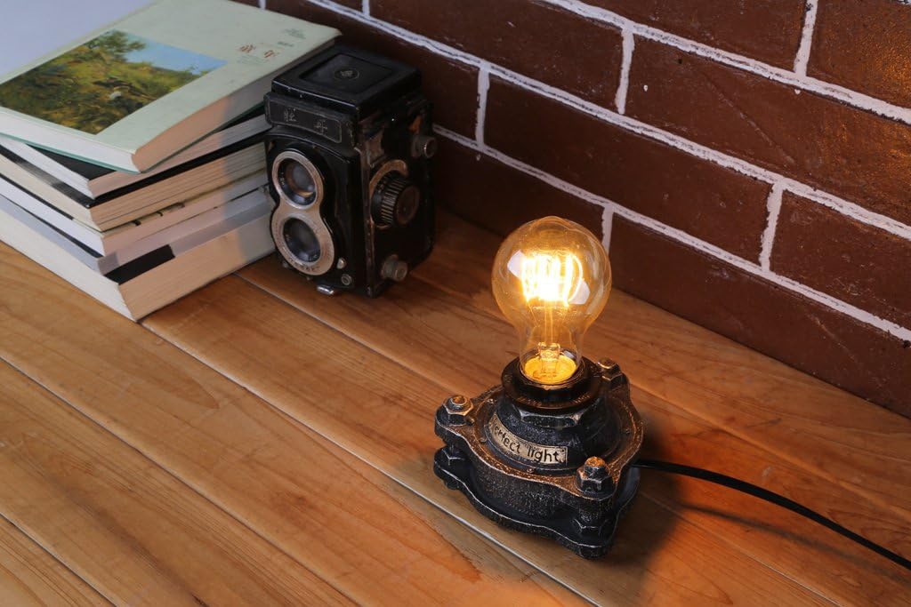 Kiven Industry Table Light E26 Poly Base UL Certification Button Switch Cord Steampunk Style Art Light Bulbs Not Included