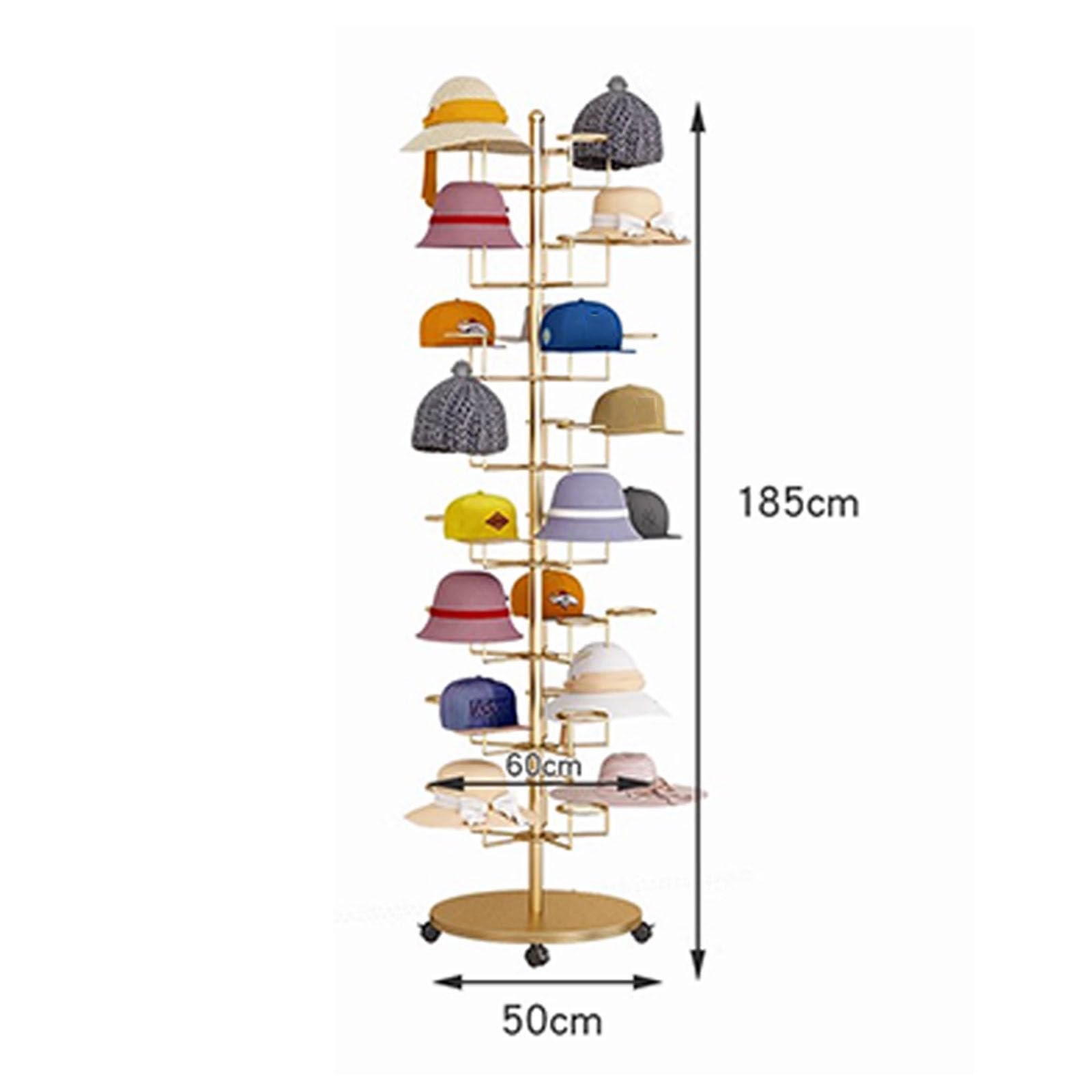 Perchero para Sombreros, Soporte para Gorras de béisbol, Estante de exhibición de Sombreros, Giratorio para Venta minorista, Soporte de exhibición de Sombreros Giratorio de múltiples Capas,