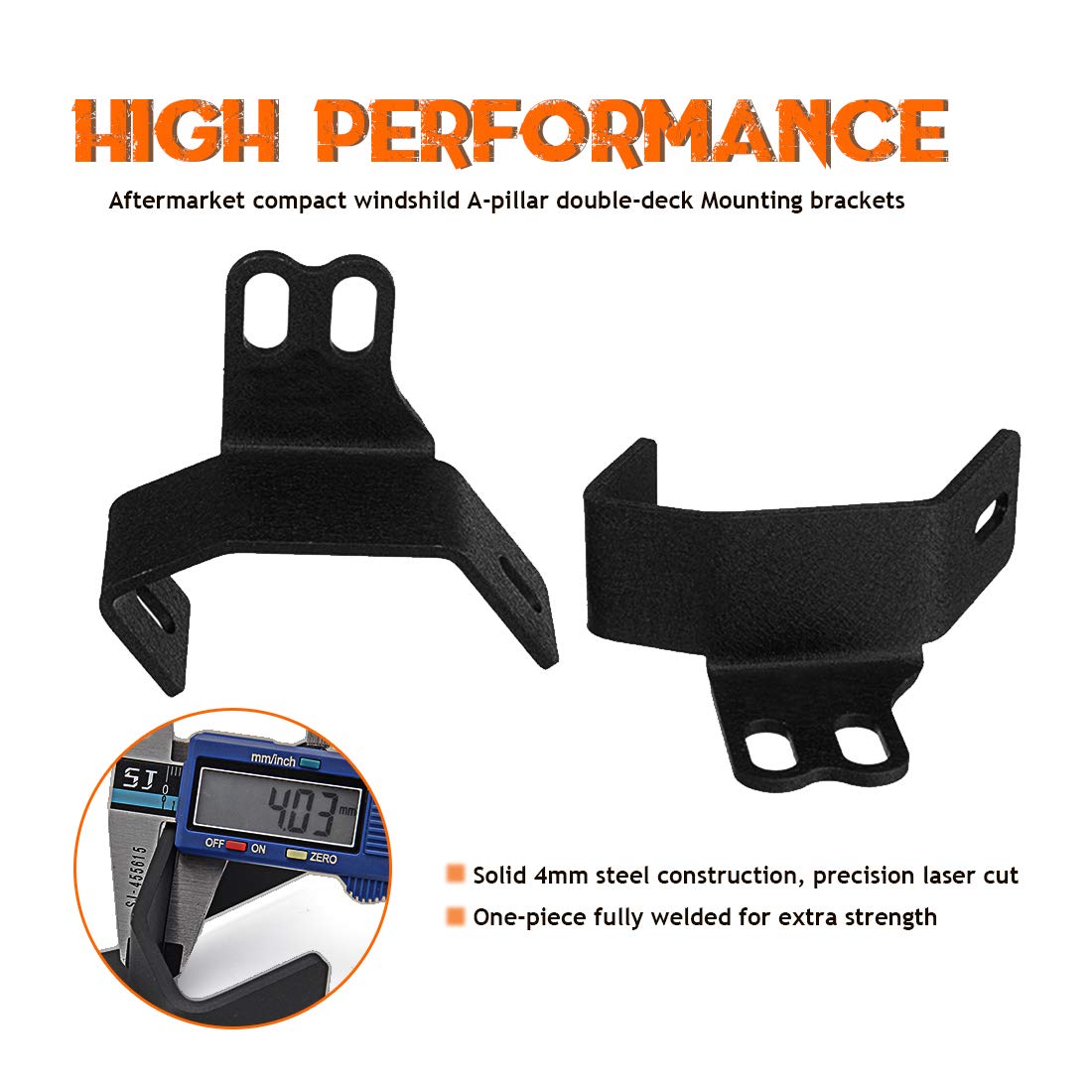 Chelhead A Pillar Roll Bar Dual Led Working Pod Lights Mounting Brackets Compatible with 2014-2019 Polaris RZR XP 1000 & 2015-2019 RZR 900