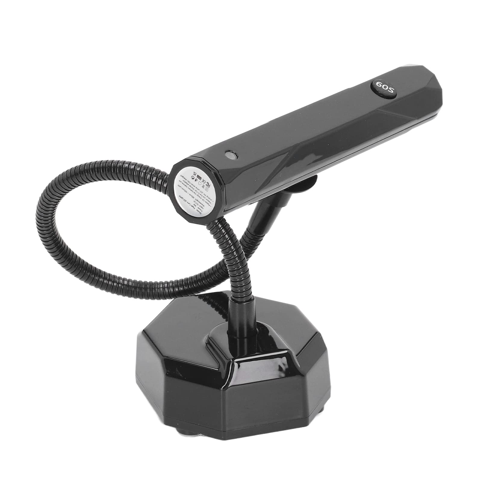 Lampada per unghie a collo di cigno Lampada per unghie a collo di cigno tavolo a LED ricaricabile ad asciugatura rapida per manicure (Nera)