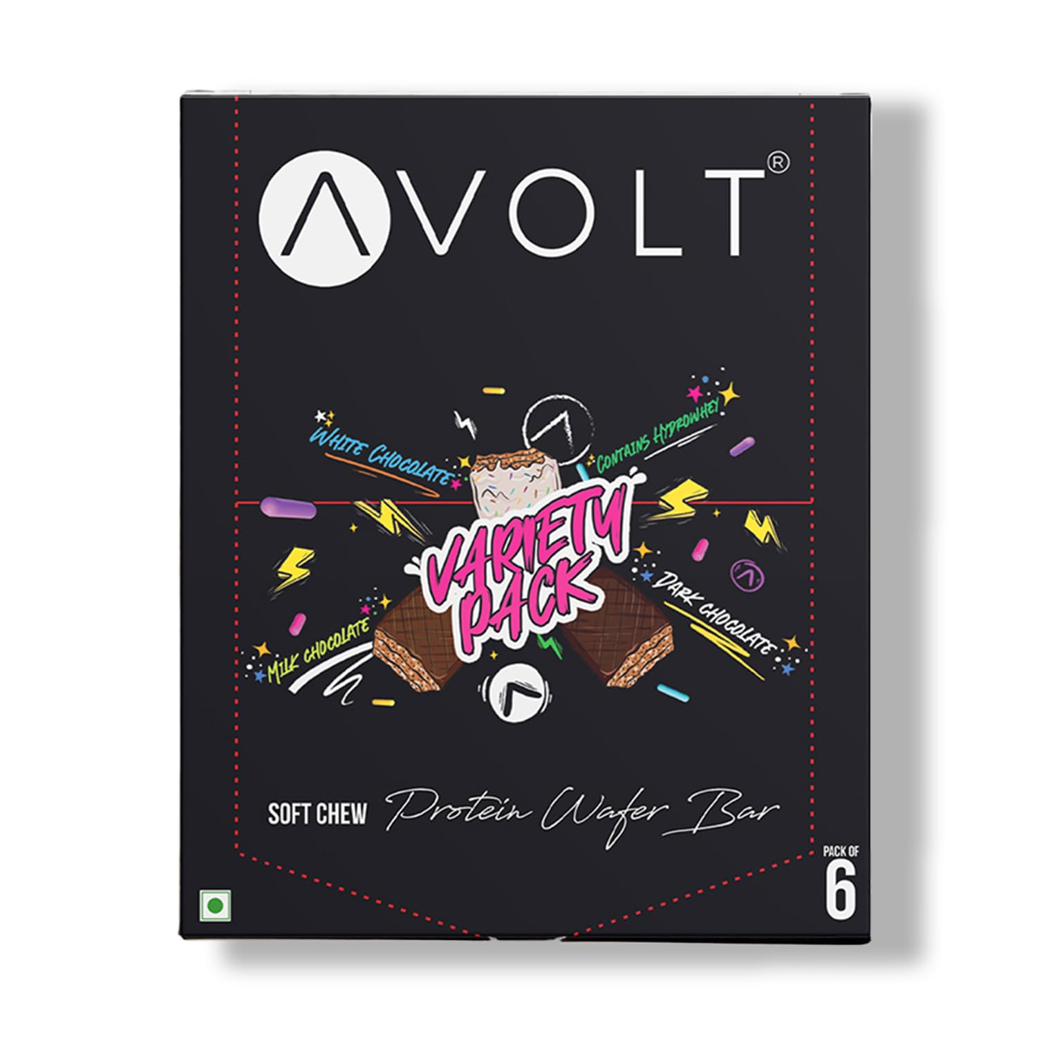 Variety Protein Bars | Pack of 6 x 50g each | 2 Pc Birthday Cake, 2 Pc Chocolate Ganache, 2 Pc Chocolate Peanut Butter | High Protein and Fiber- No Preservatives, Fitness & Immunity Booster Protein Wafer Bar