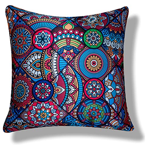 Image of Merhaba Microfiber Satin 250TC Cushion Pillow Covers, Multicolor, Set of 5(Affwan,24x24 Inches)