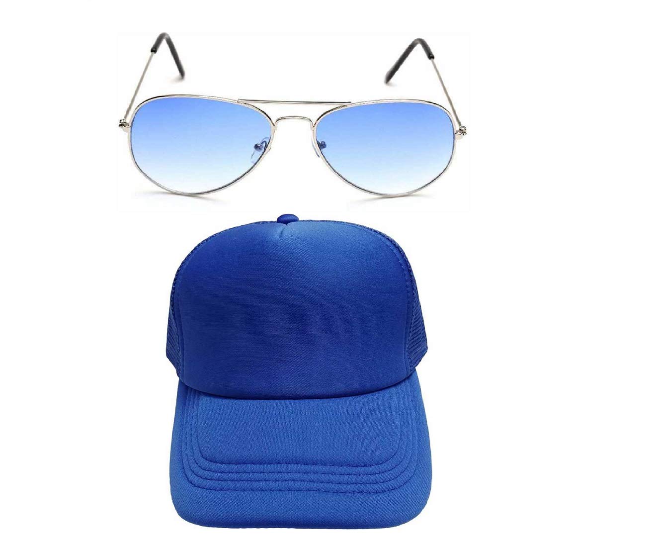 Zeydan Blue Aviator Sunglasses+Blue Half Net Cap for Boys and Girls(Unisex)