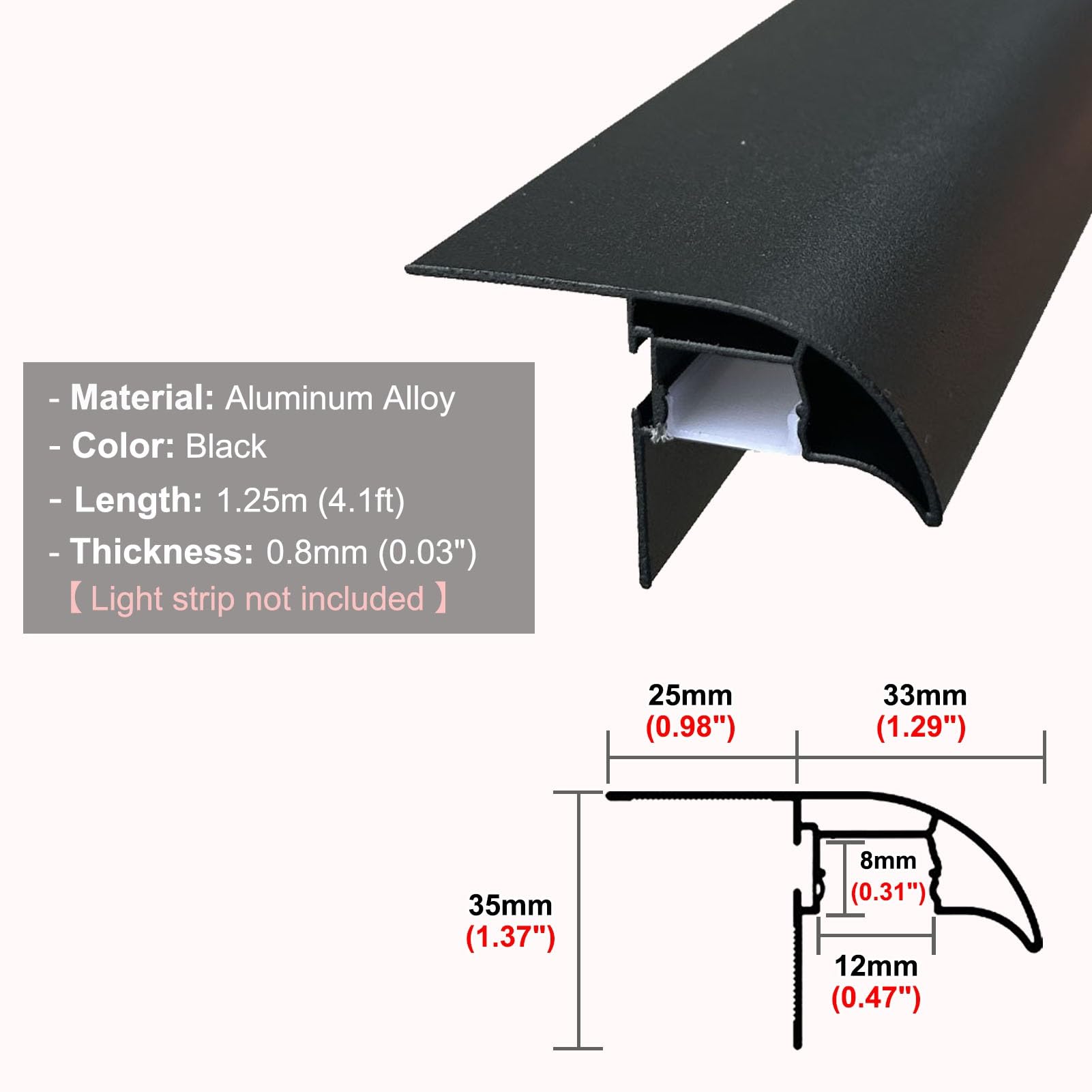 Übergangsprofil 2 Stück Tropfkantenprofile aus Aluminium mit Lichtkanal, Regenabweiser für Außenwände, Regenschutz für Balkone Unter Dachvorsprüngen(Black)