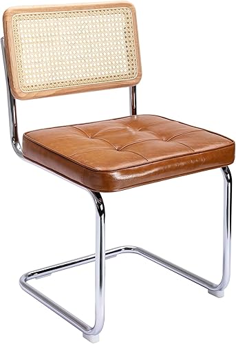 Miniatura 8 de Zesthouse Juego de 4 sillas de comedor de ratán natural, modernas sillas de comedor con respaldo de madera maciza para cocina, sala de estar, diseño