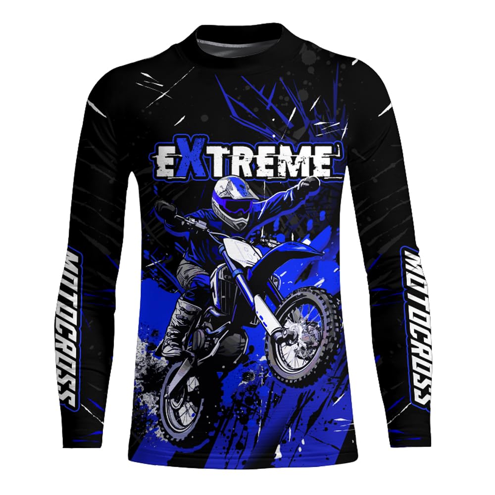 Motocross Shirt Dirt Bike Jersey for Men Kid Women Youth UPF30+ Custom Racing Jersey Extreme Sport Off-Road XM20 (Kid Jersey)