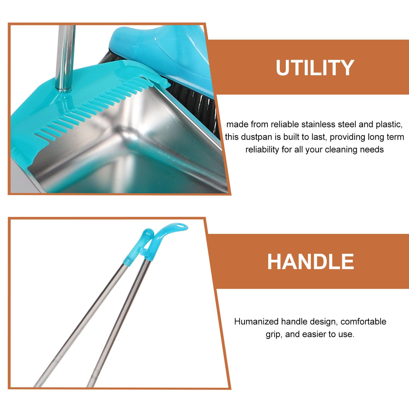 CLISPEED Recogedor de Basura de Acero Inoxidable y Plástico para Uso Doméstico con Diseño Grueso y Multifuncional Adecuado para Limpieza Hogar y Oficina