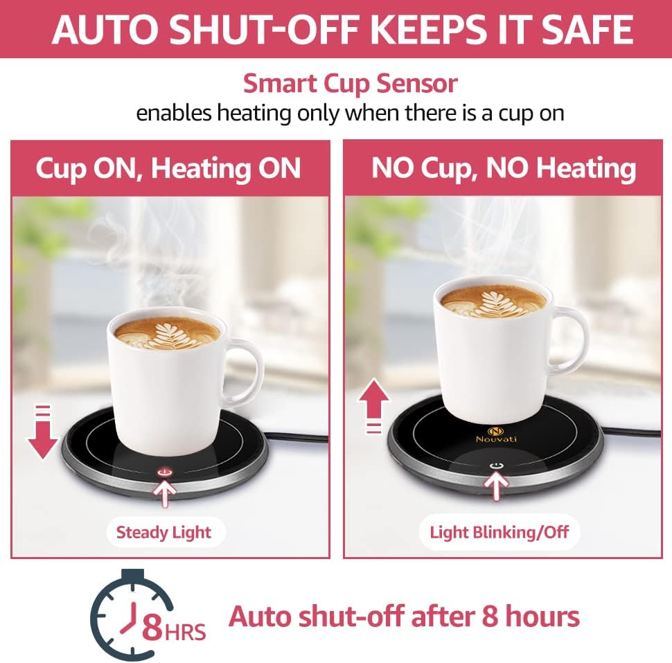 Miniatura 5 de Calentador de cera 4 en 1, calentador de velas, calentador de taza y café para escritorio apagado automático excelente calefacción, sensor avanzado,