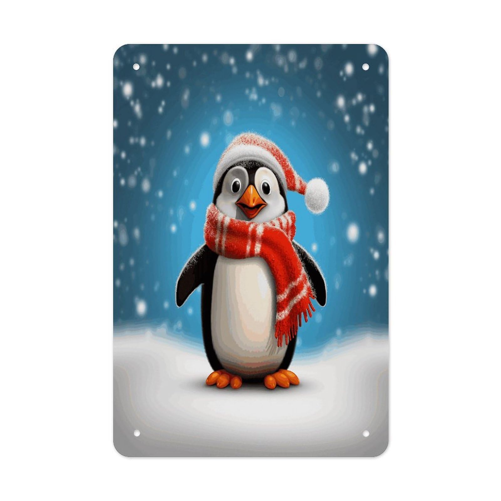 Christmas Funny Penguin Metal Tin Sign Wall Decor Funny Retro Sign Weatherproof Metal Wall Art for Indoor Or Outdoor Retro Tin Signs for Kitchen Office Home Bar Decor 11.8 X 7.9 Inch