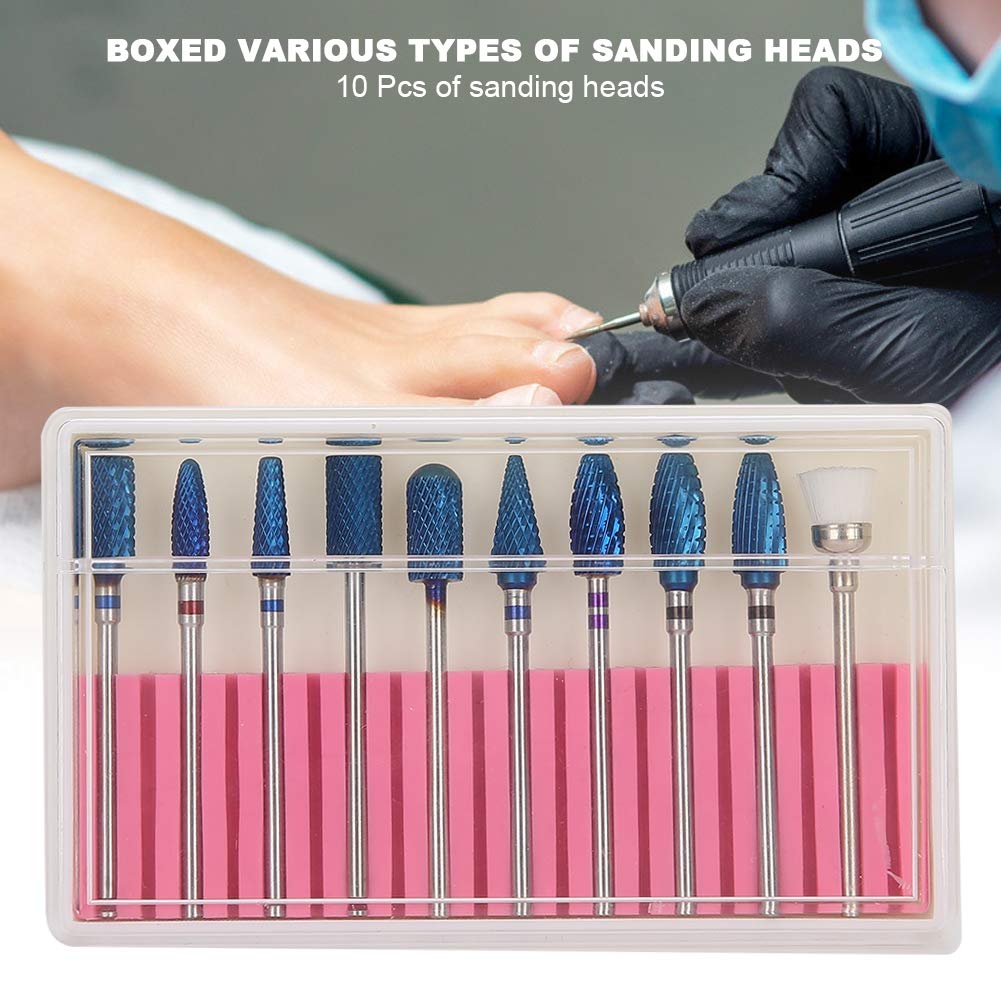 10 Piezas Cabezal de Pulido de Uñas Juego de Brocas para Uñas Accesorio para Pulidor de Uñas Kit de Herramientas de Manicura