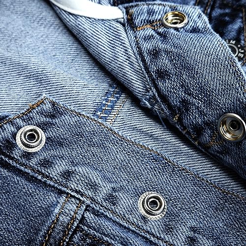 Image of KIDSCOOL SPACE Boys Denim Jacket,Little Big Kids Simple Design Hooded Jean Coat