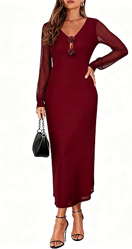 Newshows Women's Elegant Gowns Formal Long Vestidos Prom Dresses Sheer Mesh Wedd