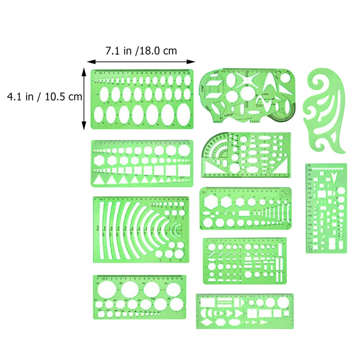 Gatuida Set 11 Pezzi Righelli Geometrici in Plastica Traslucida Stencil di Misurazione per Disegno Tecnico Scolastico e Progettazione Architettonica