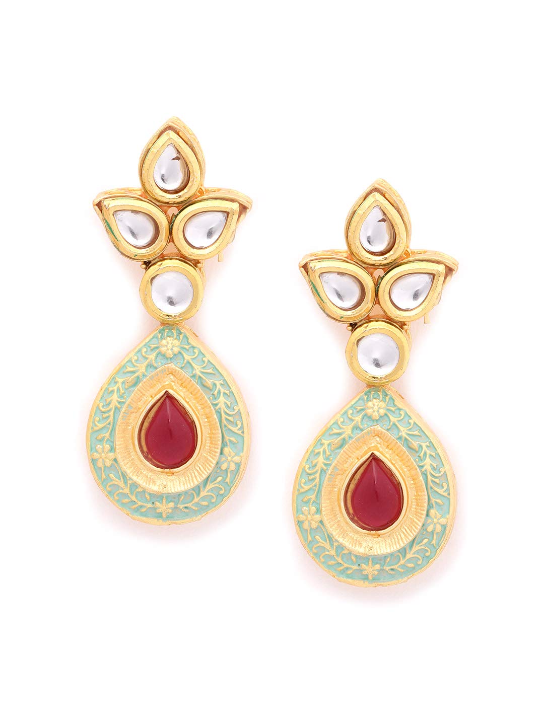 Zaveri Pearls Enamelling Mint Green & Pink Stones Kundan Traditional Dangle Earring For Women-ZPFK9634 (B08G4FCH5W) Amazon Price History, Amazon Price Tracker