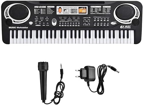 QOXEZY Keyboard Piano, 61 teclas, teclado para principiantes/adultos, piano electrónico con micrófono y soporte para partituras, teclado eléctrico con micrófono digital piano electrónico Cover